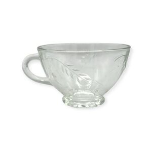 Vintage Sheaves of Wheat Clear GLASS TEACUP  Punch Cup Anchor Hocking Fire King